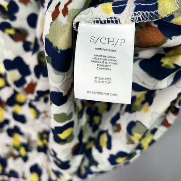 Cabi Fierce Seeing Spots Gathered Ruffle Collar V-Neck Sleeveless Blouse Small - Picture 6 of 7